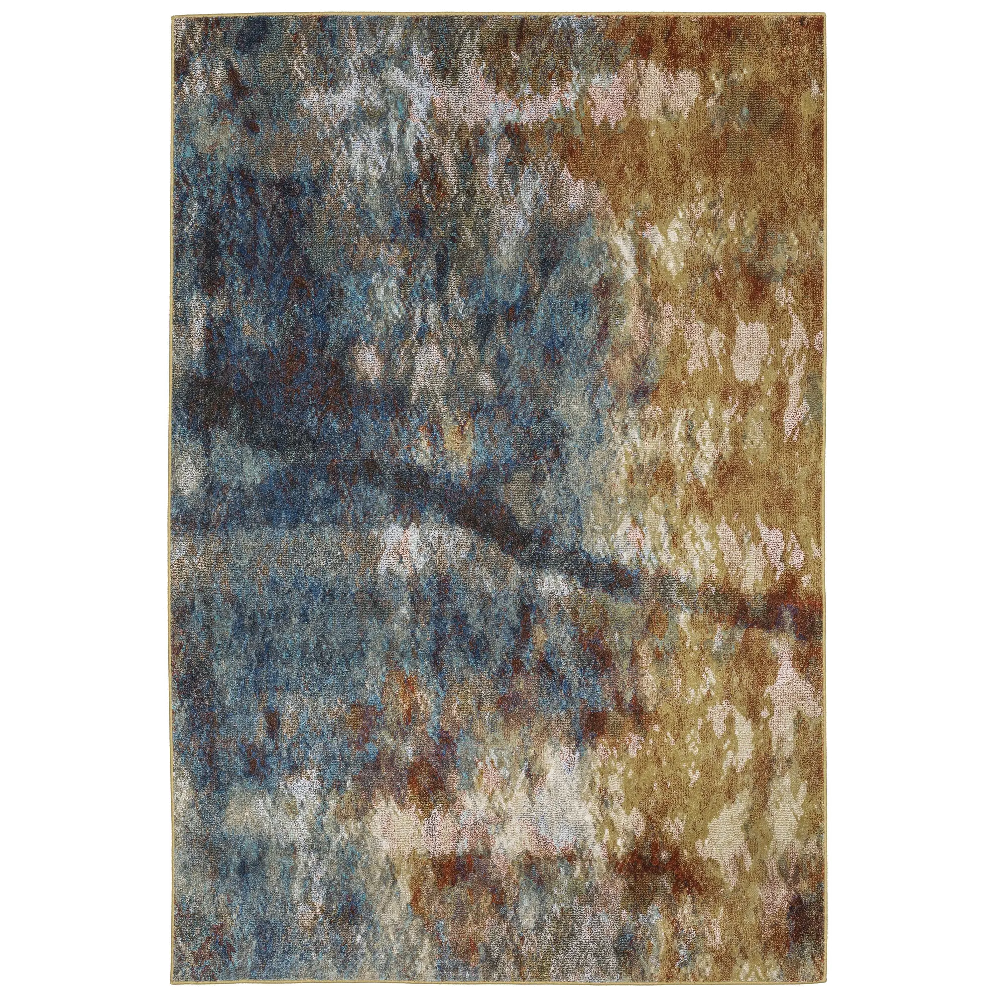Venice 5 x 8 Contemporary Blue and Gold Area Rug-1