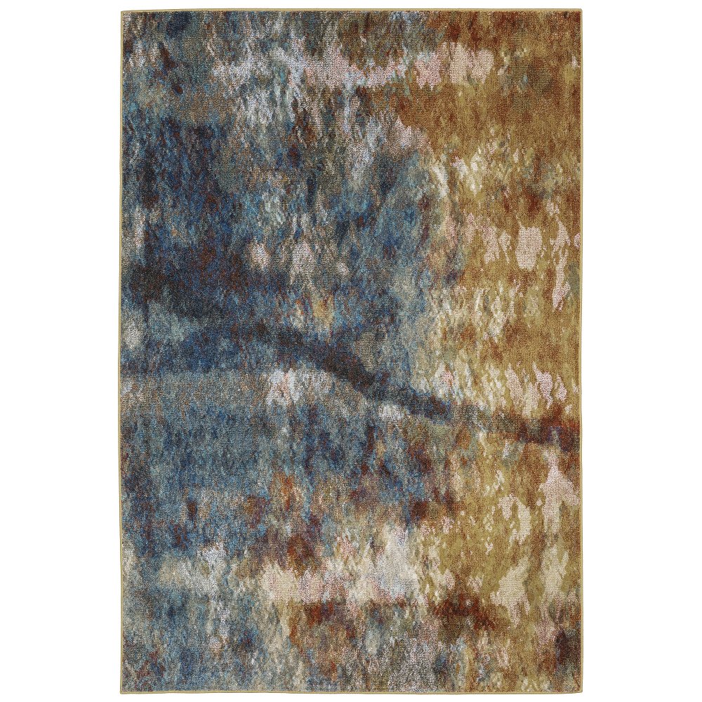 Venice 5 x 8 Contemporary Blue and Gold Area Rug