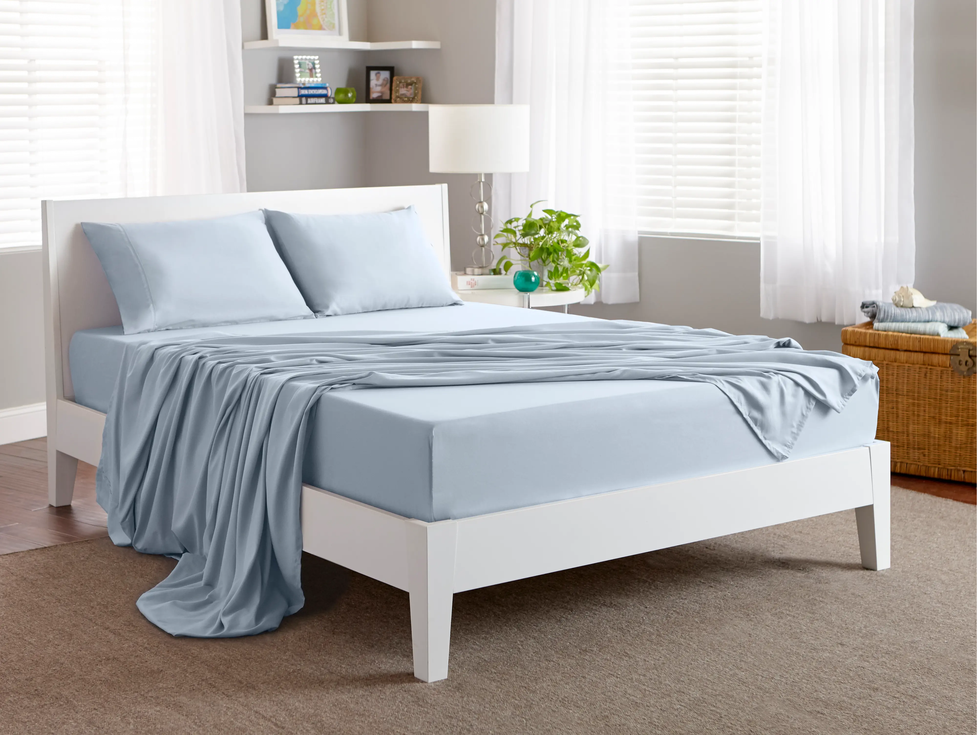 S11TBMX14 BedGear Gray Blue Microfiber Twin-XL Bed Sheets-2