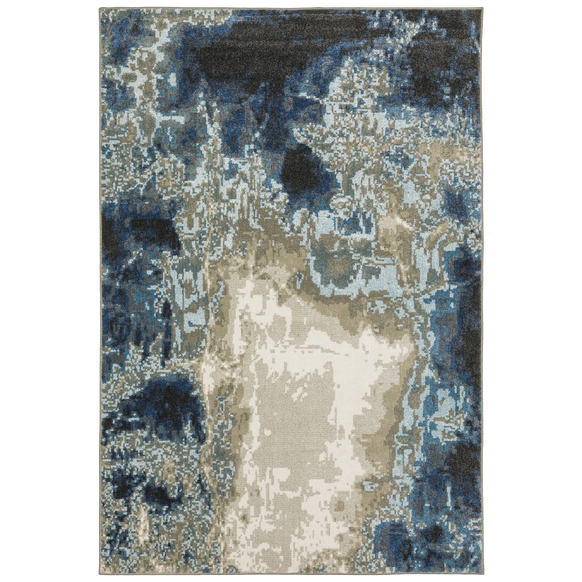 Venice 5 x 8 Abstract Blue and Beige Area Rug-1