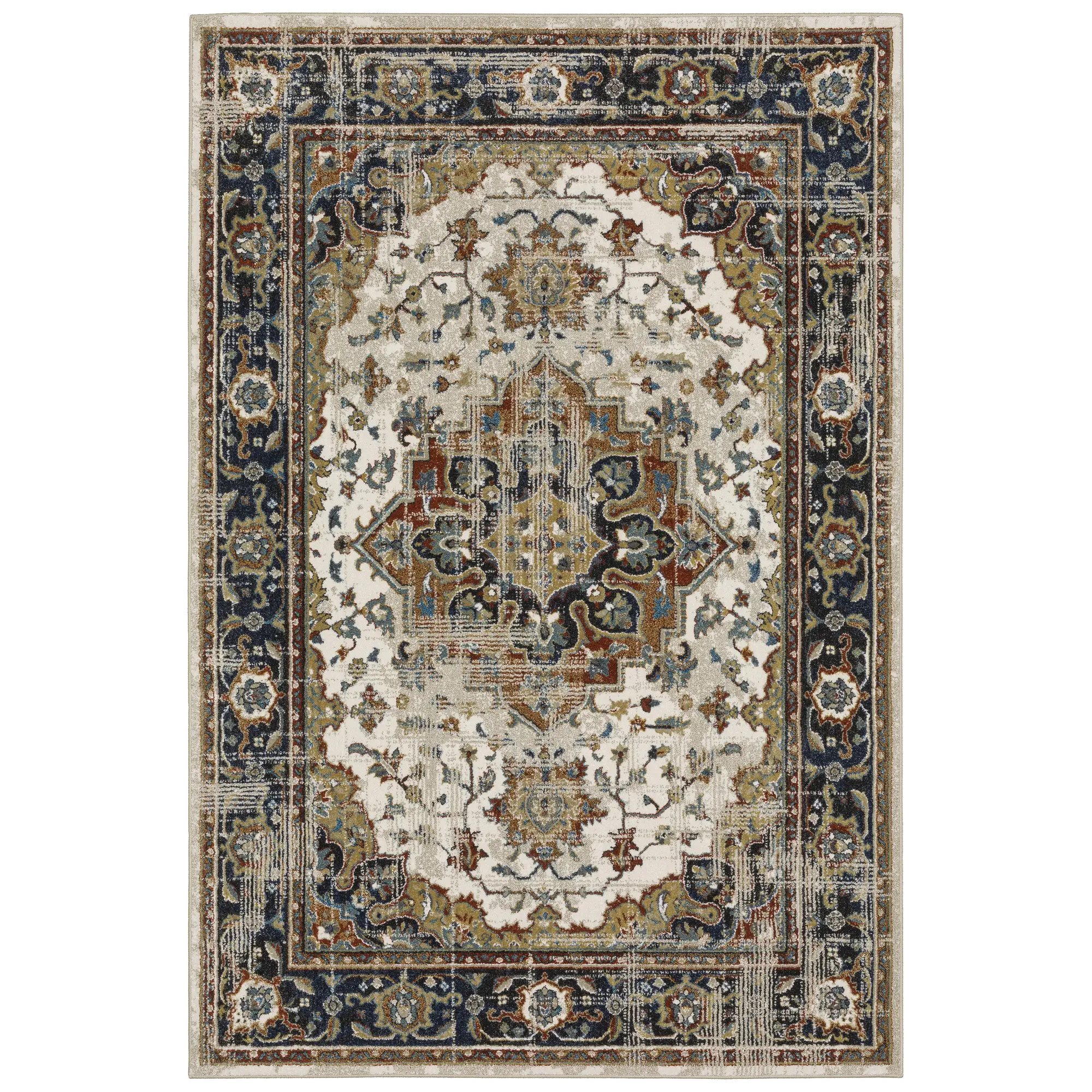 Venice 8 x 10 Abstract Blue and Beige Area Rug-1
