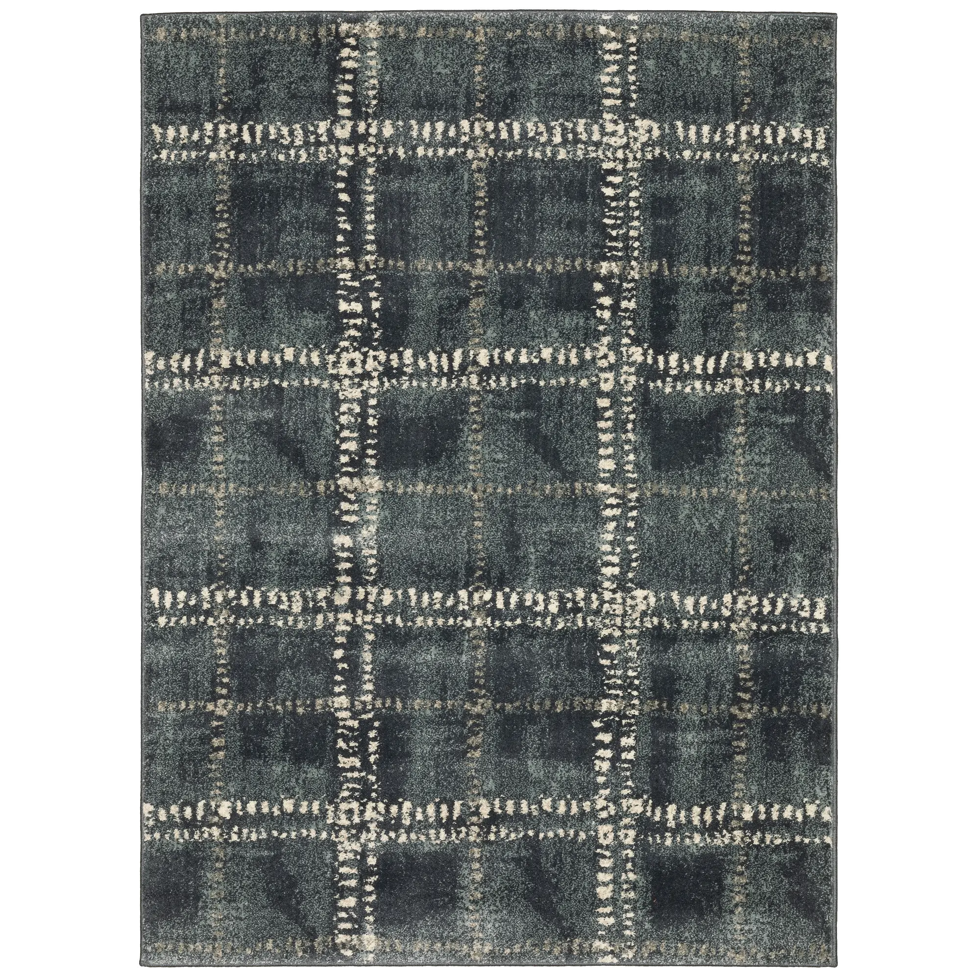 Carson 5 x 7 Blue and Ivory Casual Area Rug-1