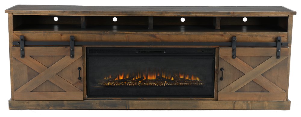 Farmhouse Brown 94" Fireplace TV Stand