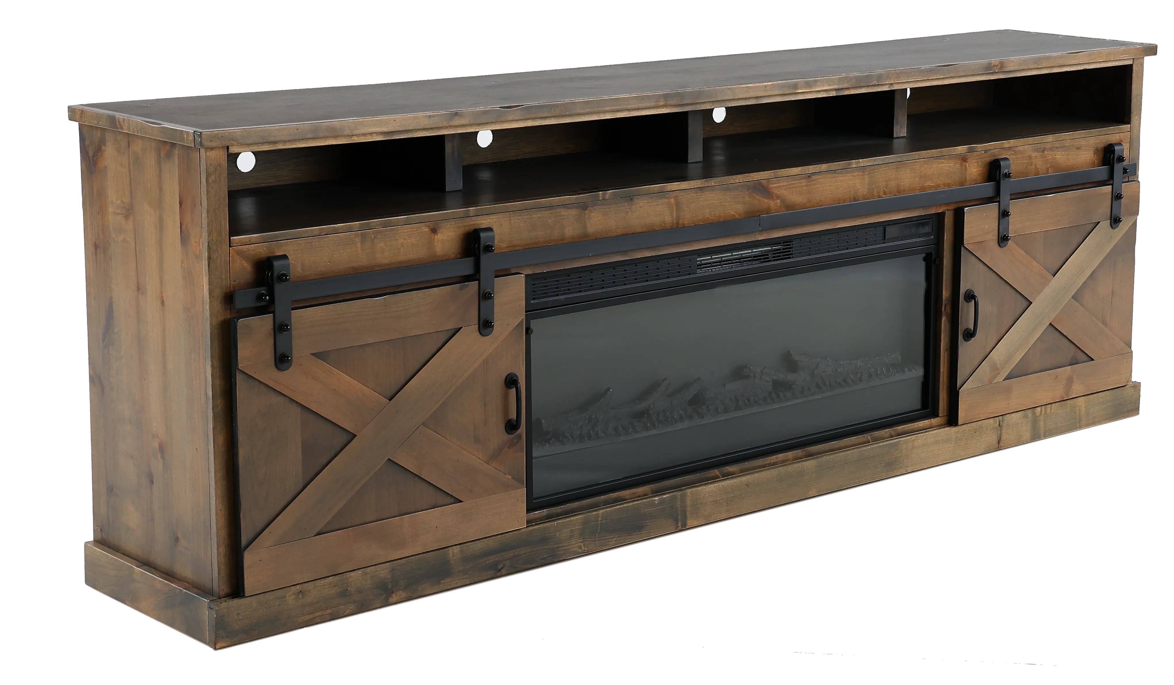 Farmhouse Brown 94  Fireplace TV Stand-2