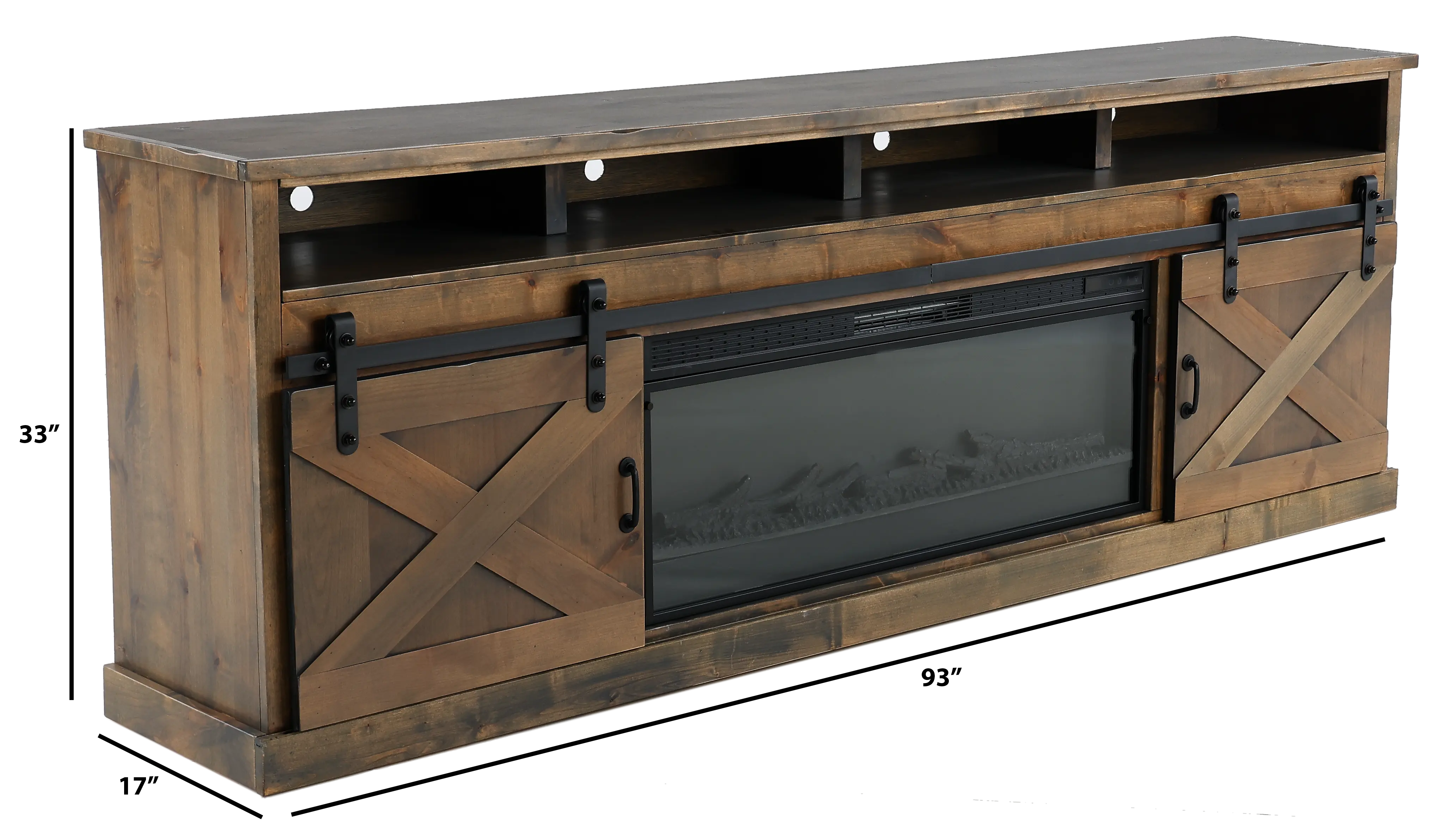 Farmhouse Brown 94  Fireplace TV Stand-3