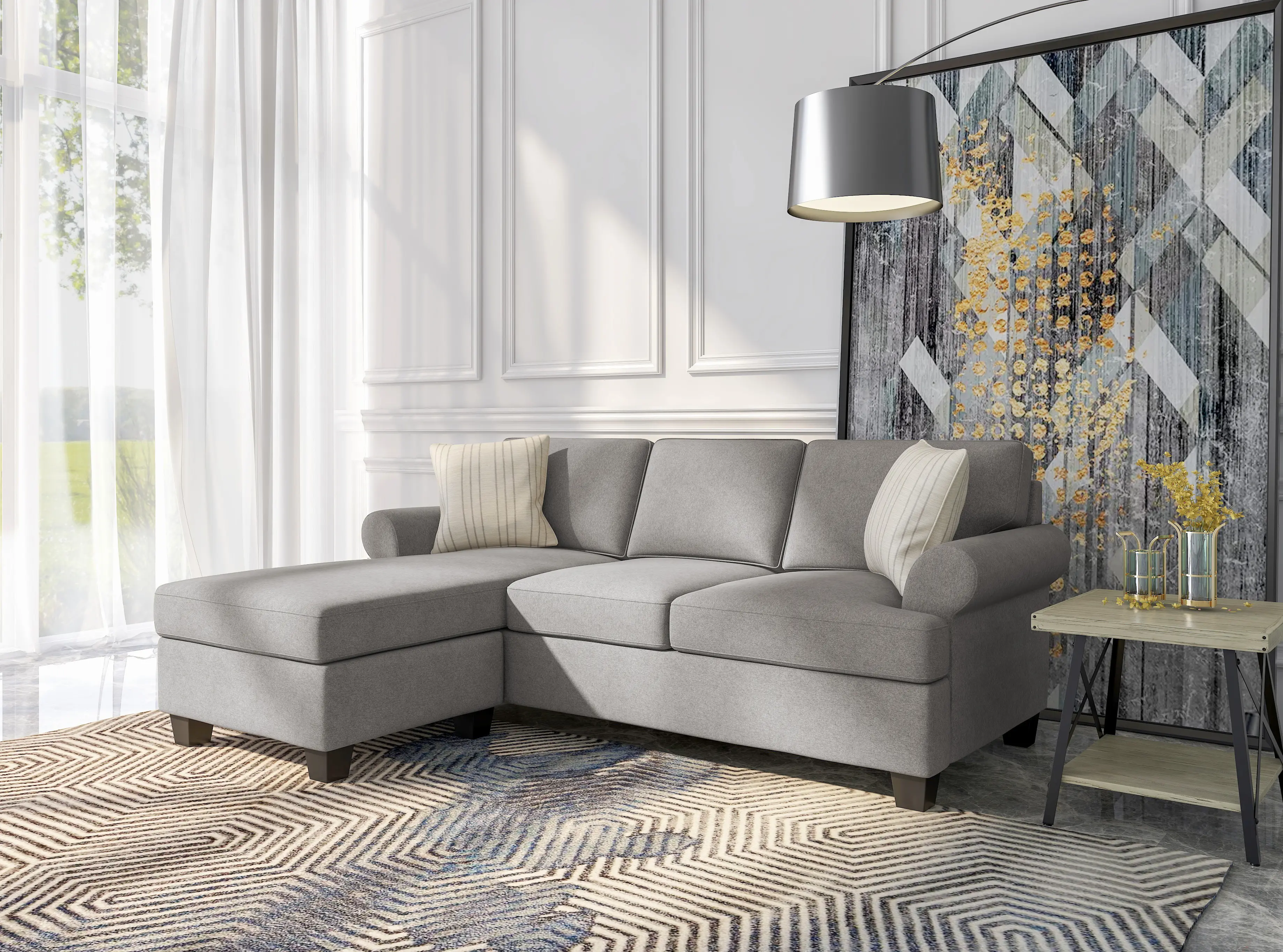 Tranquility Light Gray Queen Sofa Bed with Chaise-2
