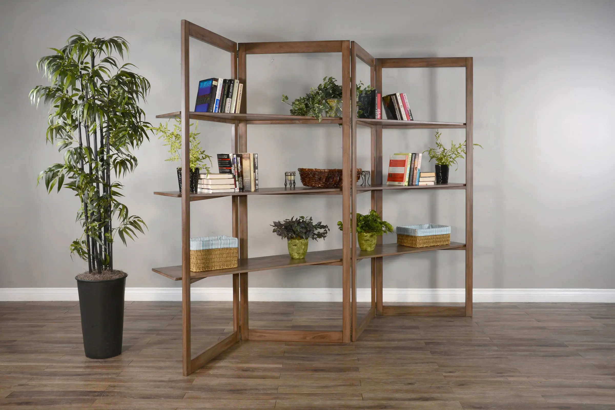 Doe Valley Transitional Brown Folding Bookcase-2