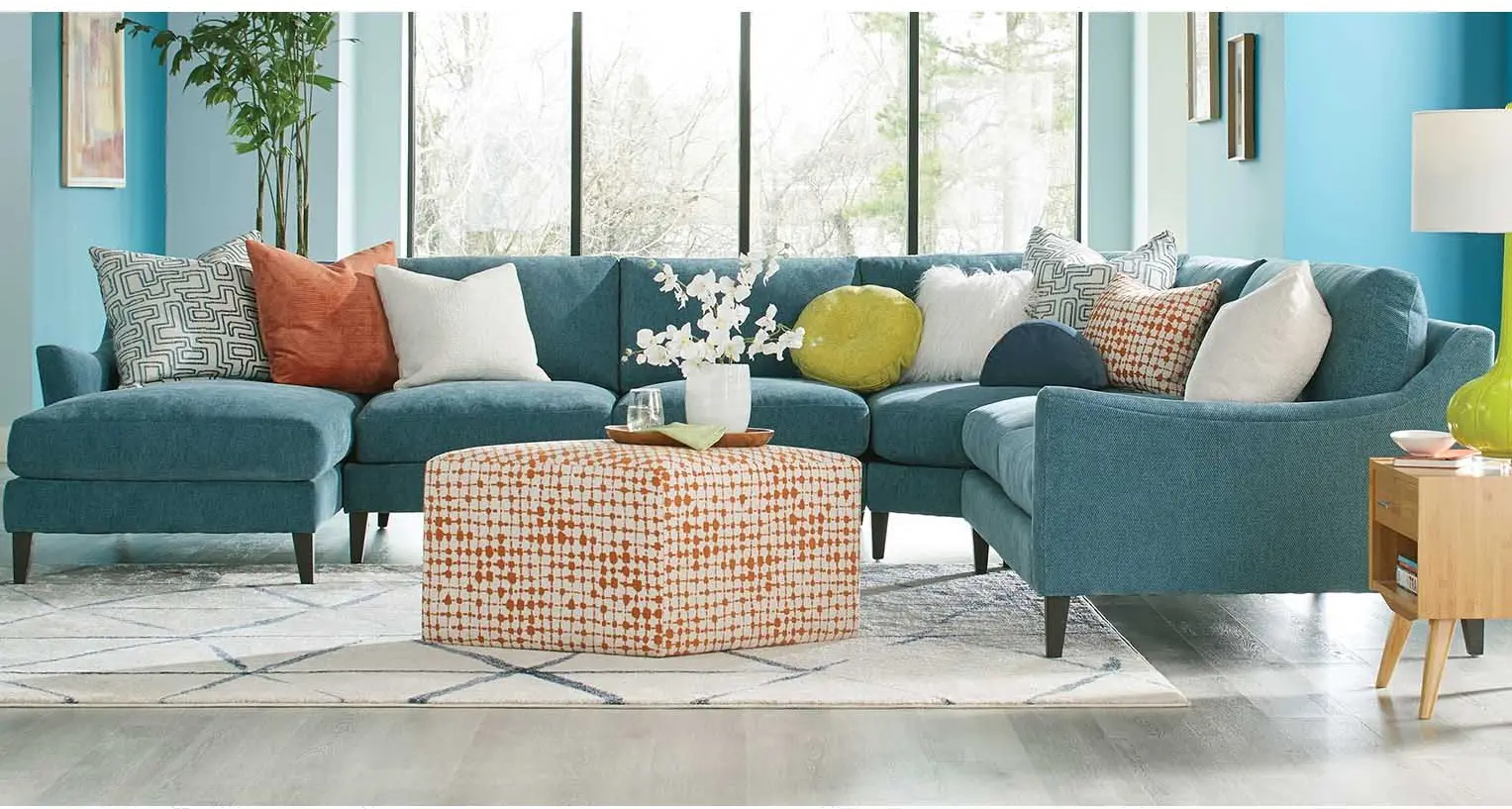 Design Lab Blue 4 Piece Sectional-2