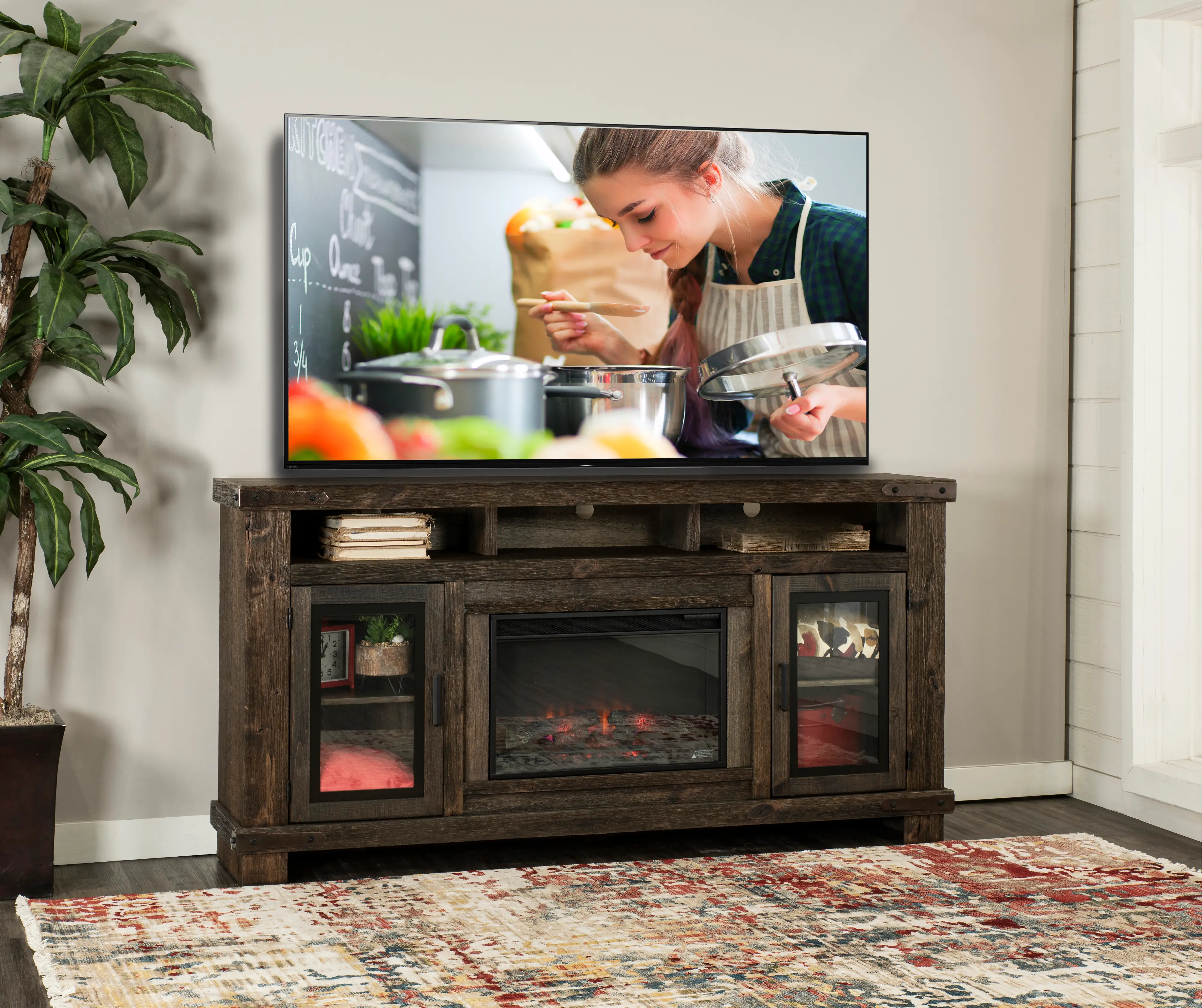 Sawyer Brown 78  Fireplace TV Stand-2