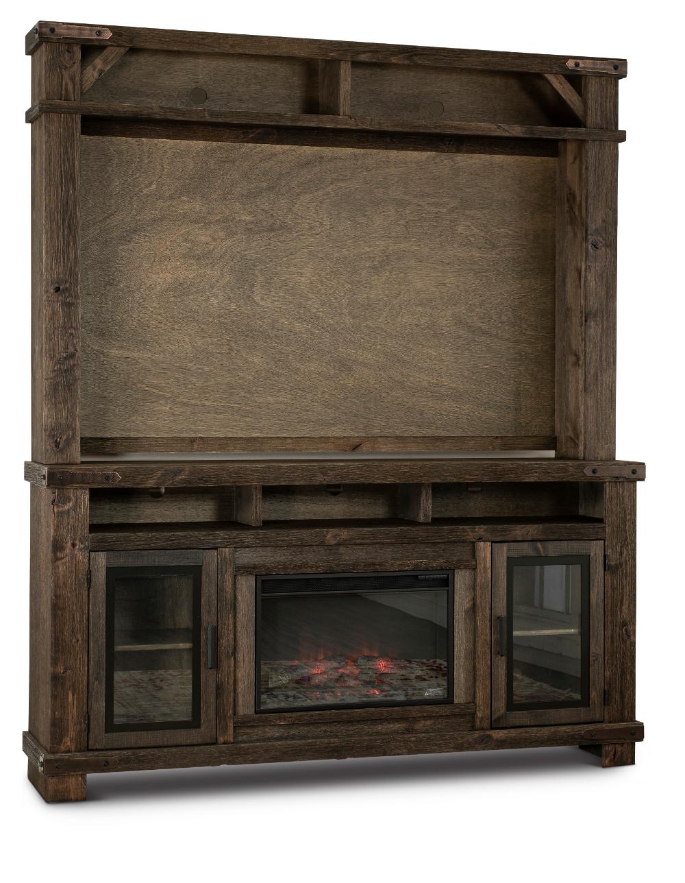 Sawyer Rustic Medium Brown Fireplace Entertainment Center