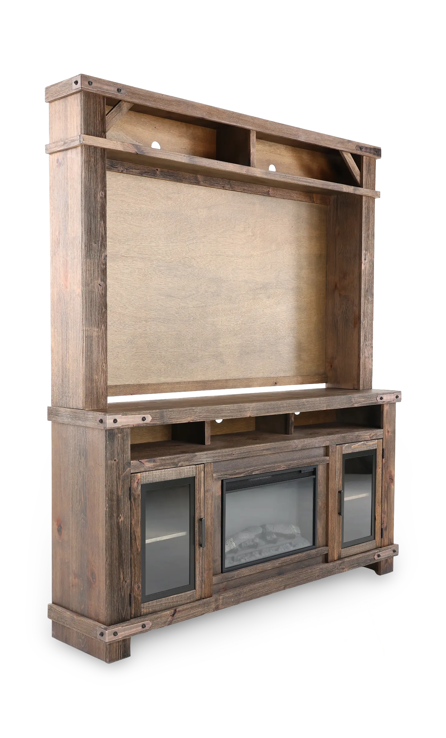 Sawyer Rustic Medium Brown Fireplace Entertainment Center-3