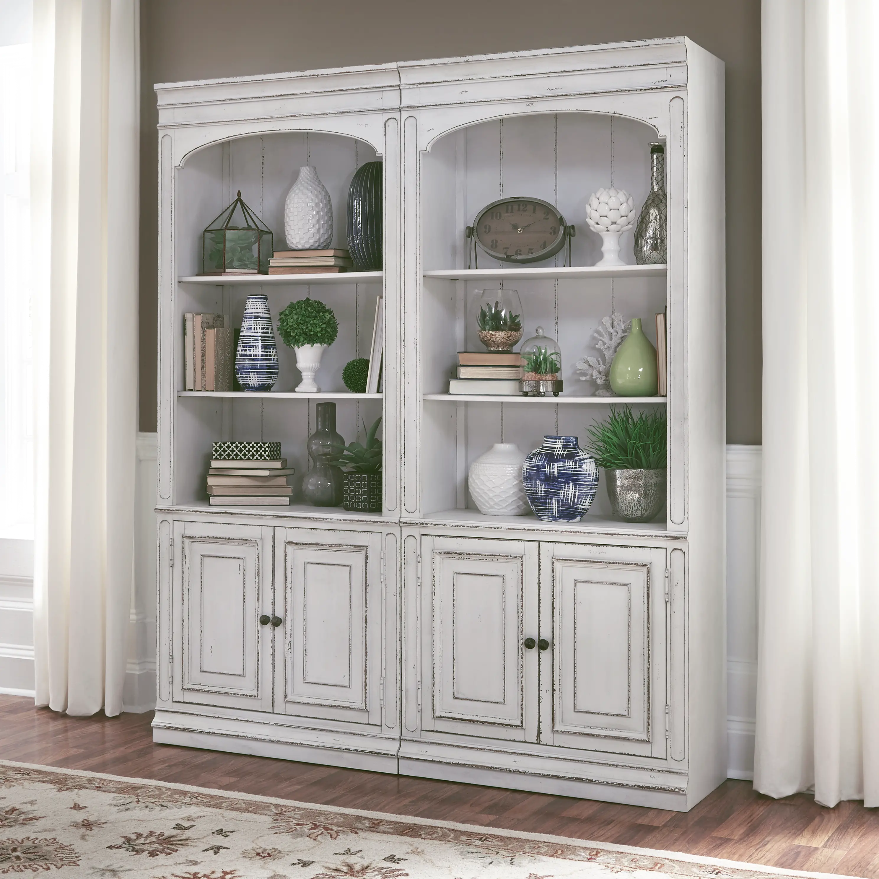244-HO201 Magnolia Manor Antique White Bookcase-10