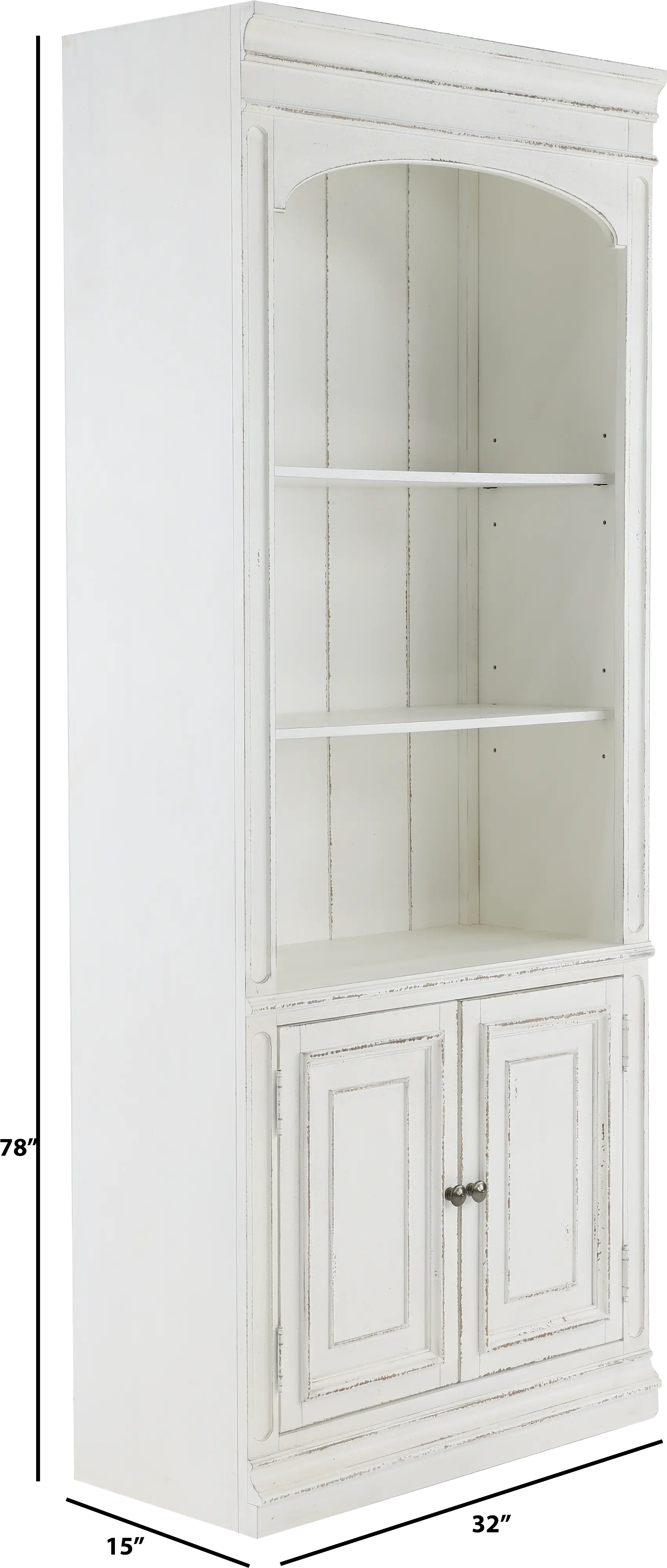 244-HO201 Magnolia Manor Antique White Bookcase-3