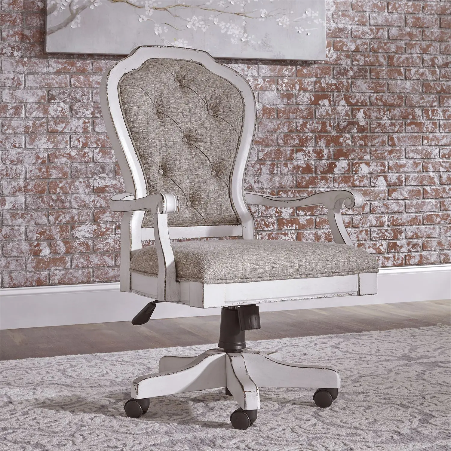 244-HO197 Magnolia Manor Antique White Desk Chair-5