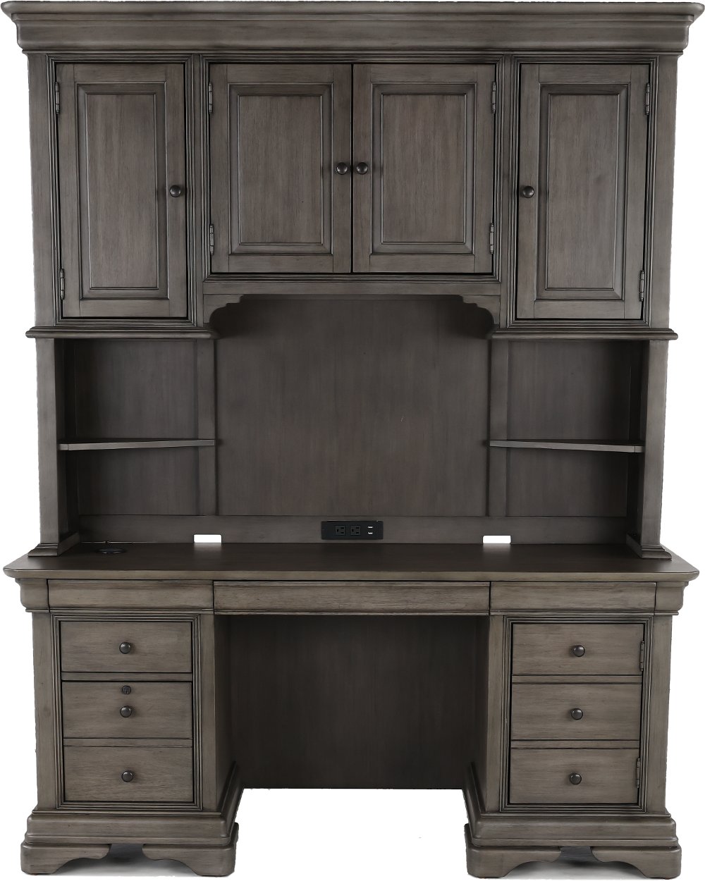 Sinclair Ash Gray Credenza and Hutch