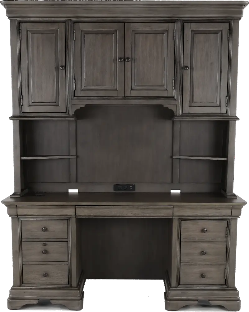 Sinclair Ash Gray Credenza and Hutch