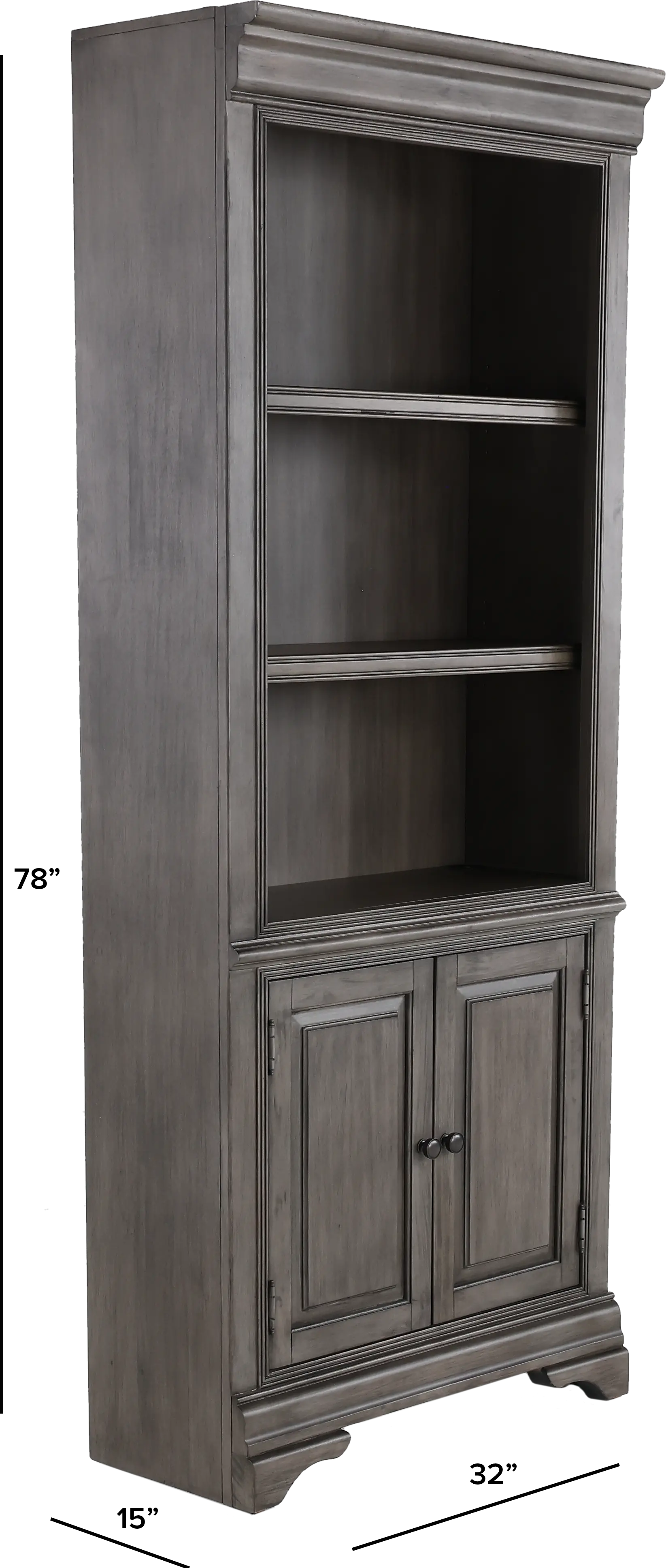 Sinclair Ash Gray Bookcase with Door-2