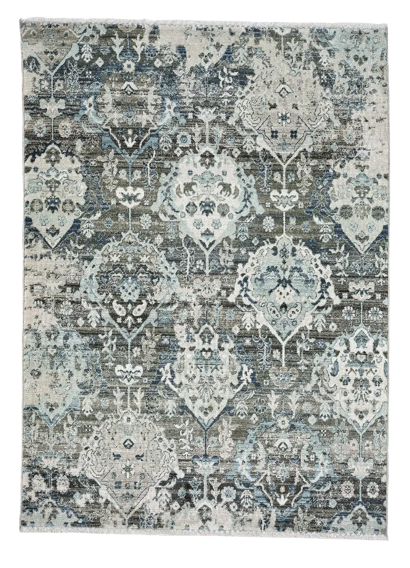 Landis-Isfahan 5 x 8 Charcoal Black and Ivory Area Rug