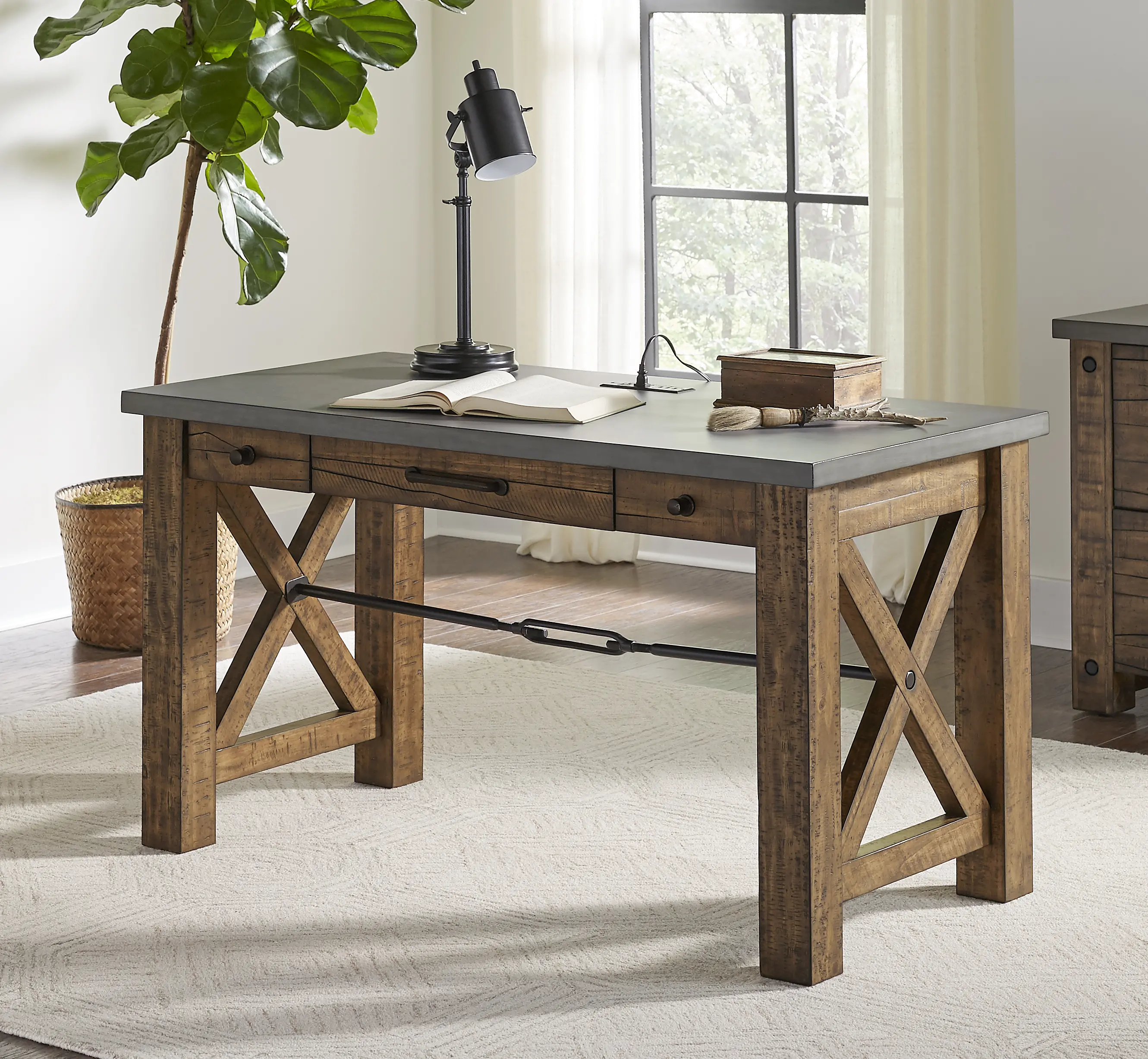 Jasper Brown and Gray Writing Desk-10