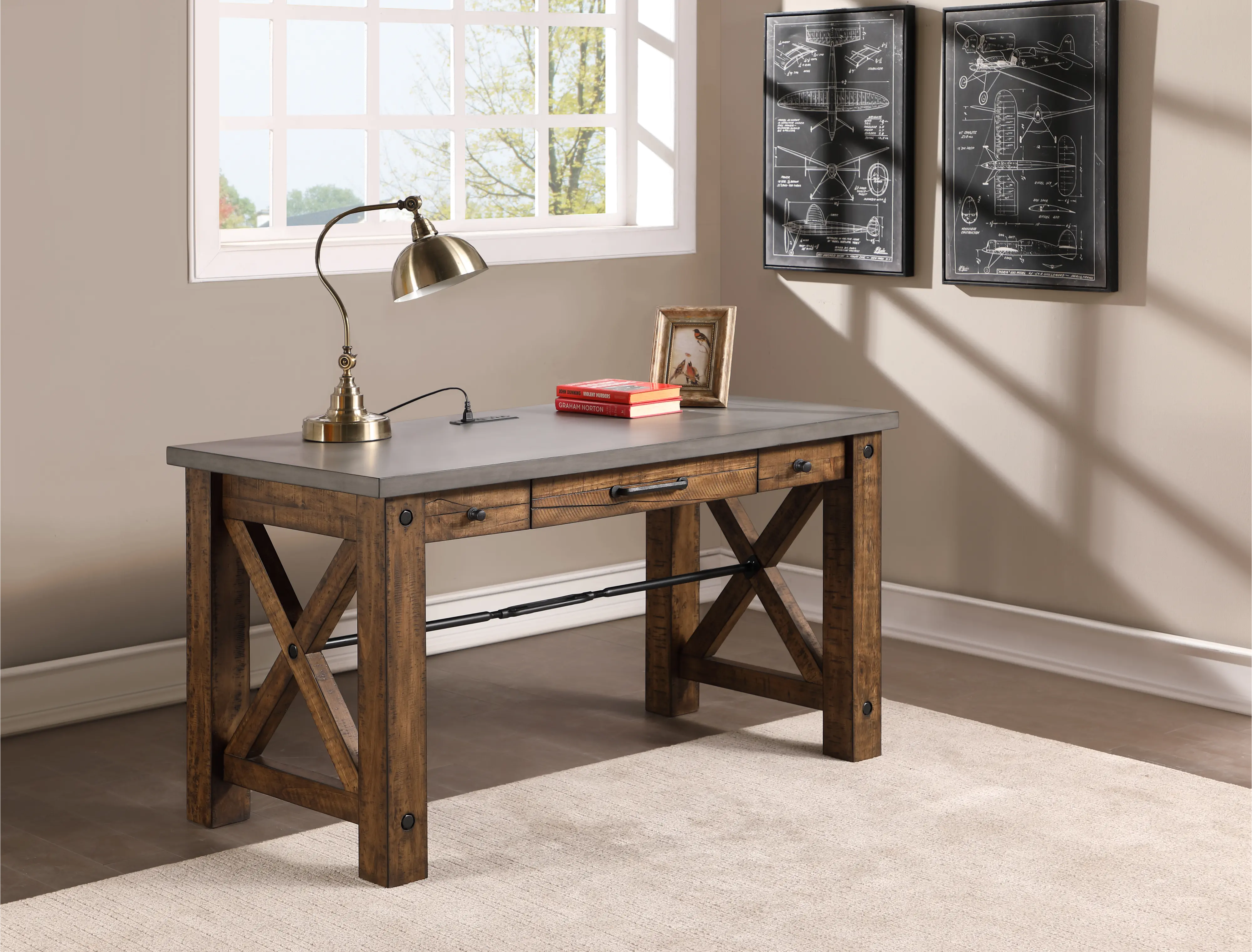 Jasper Brown and Gray Writing Desk-12