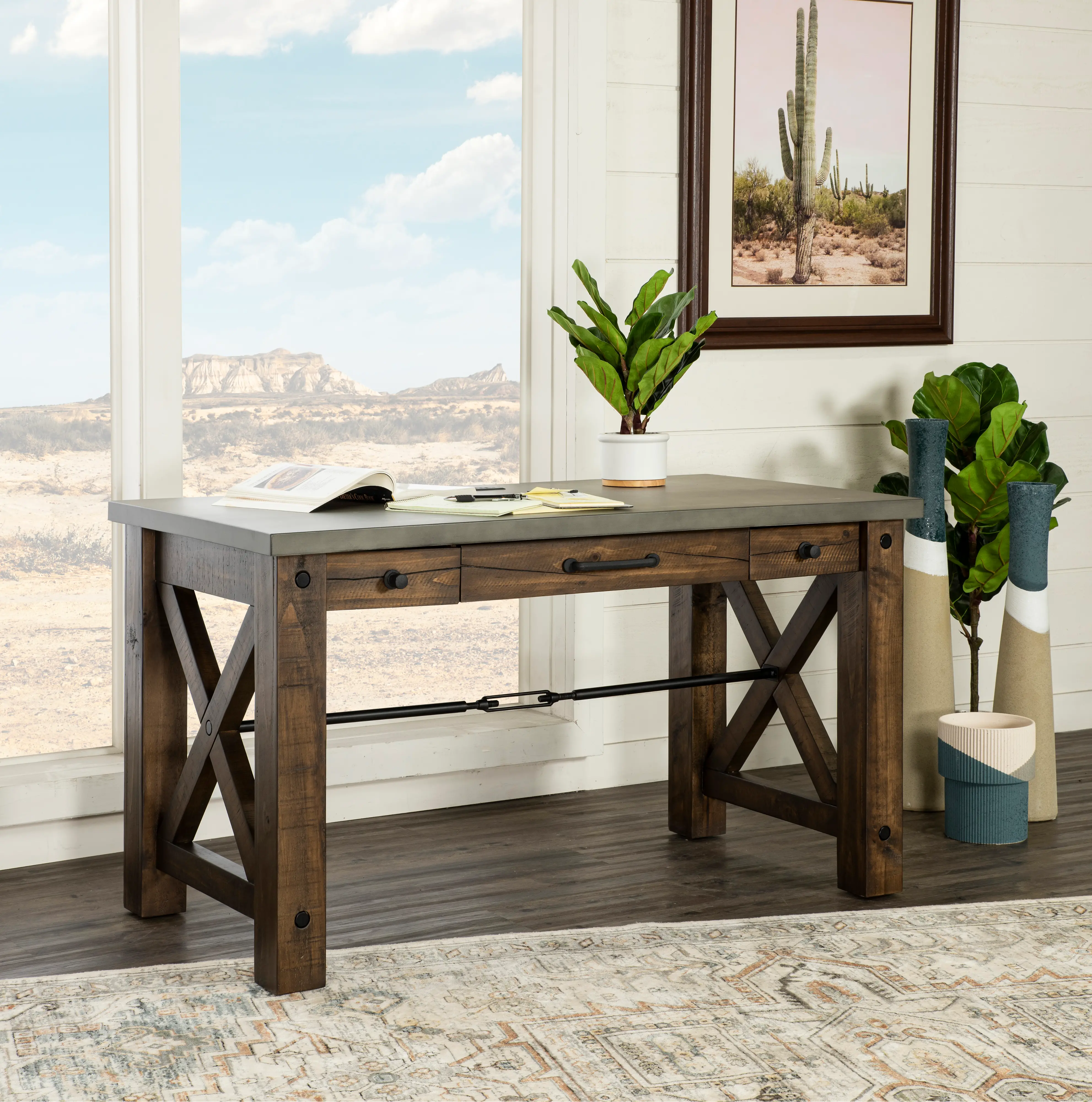 Jasper Brown and Gray Writing Desk-2