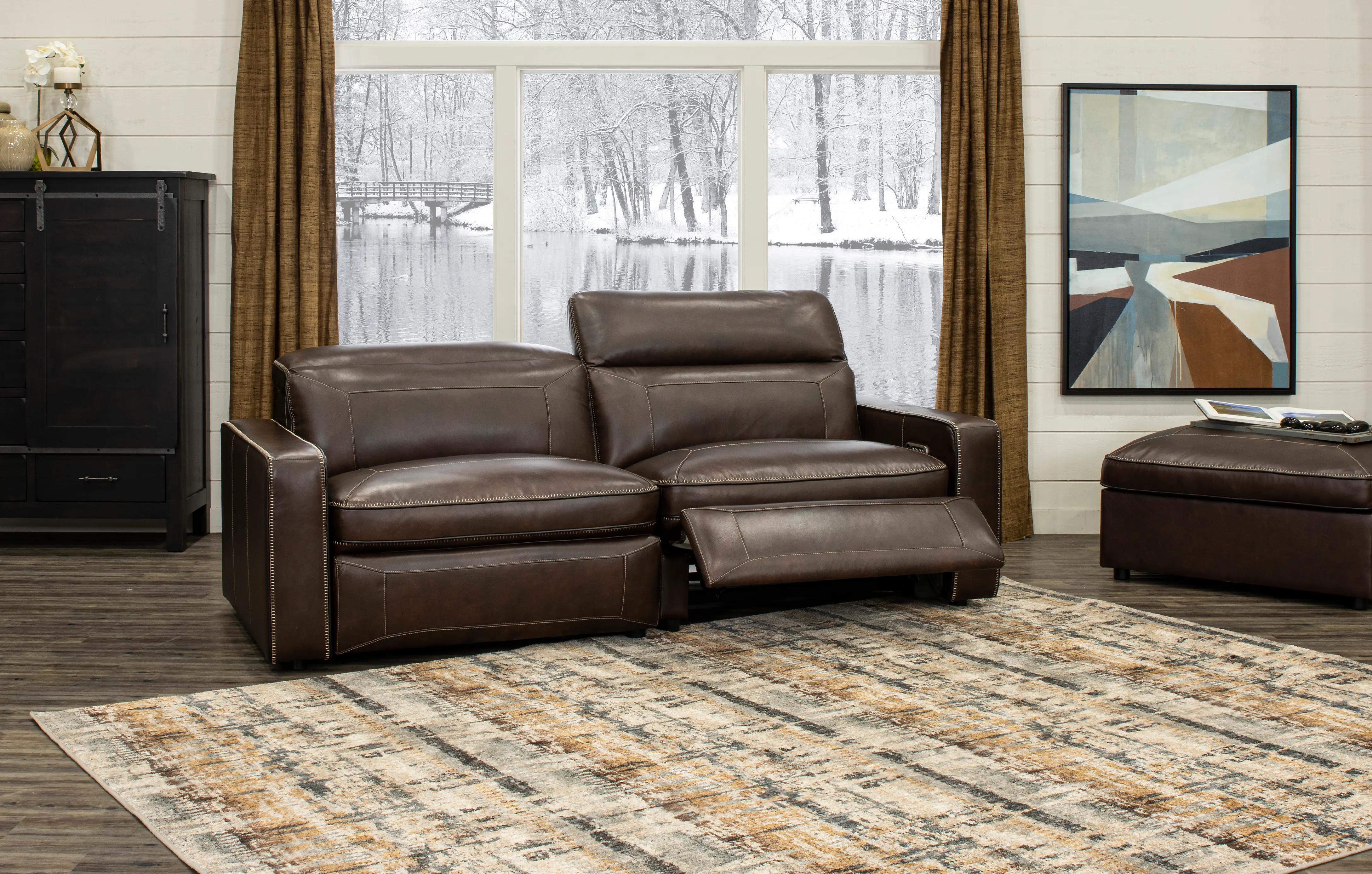 Spaces Brown Leather Power Reclining Sofa-10