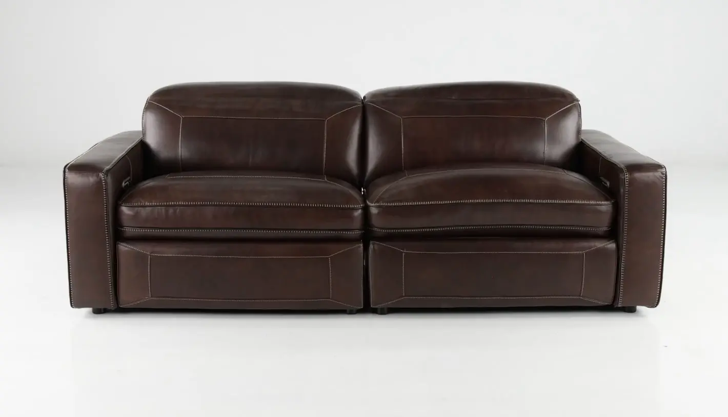 Spaces Brown Leather Power Reclining Sofa-12
