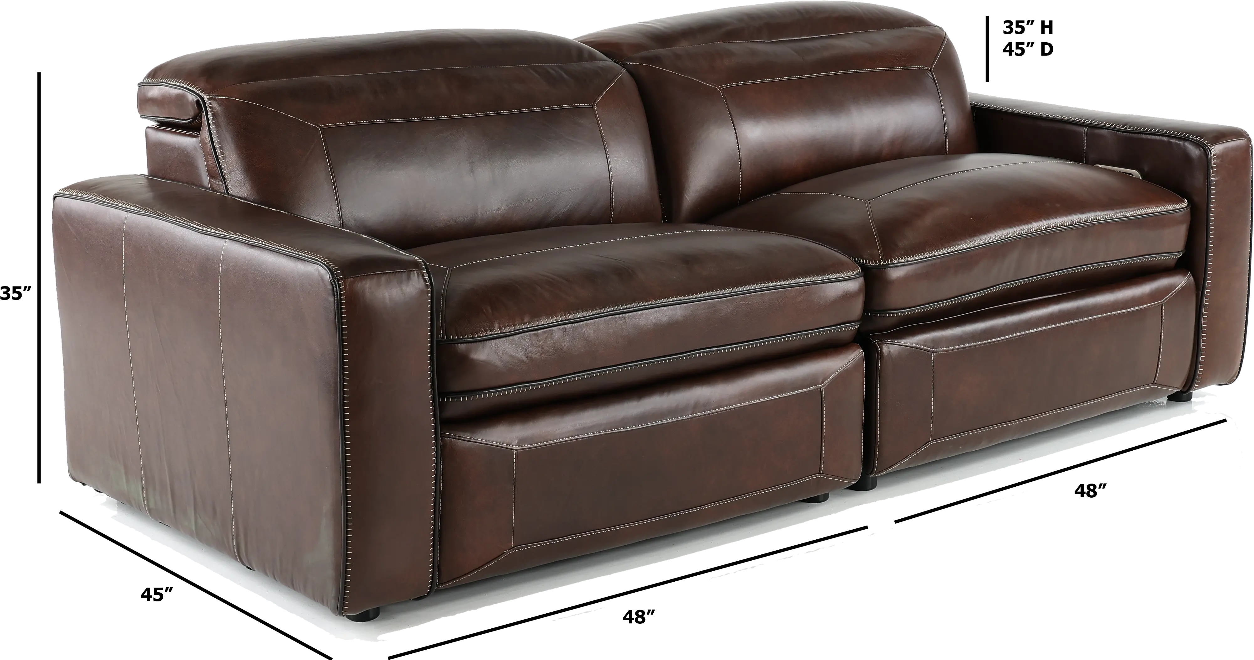 Spaces Brown Leather Power Reclining Sofa-4