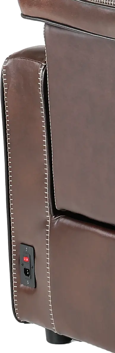 Spaces Brown Leather Power Reclining Sofa-9