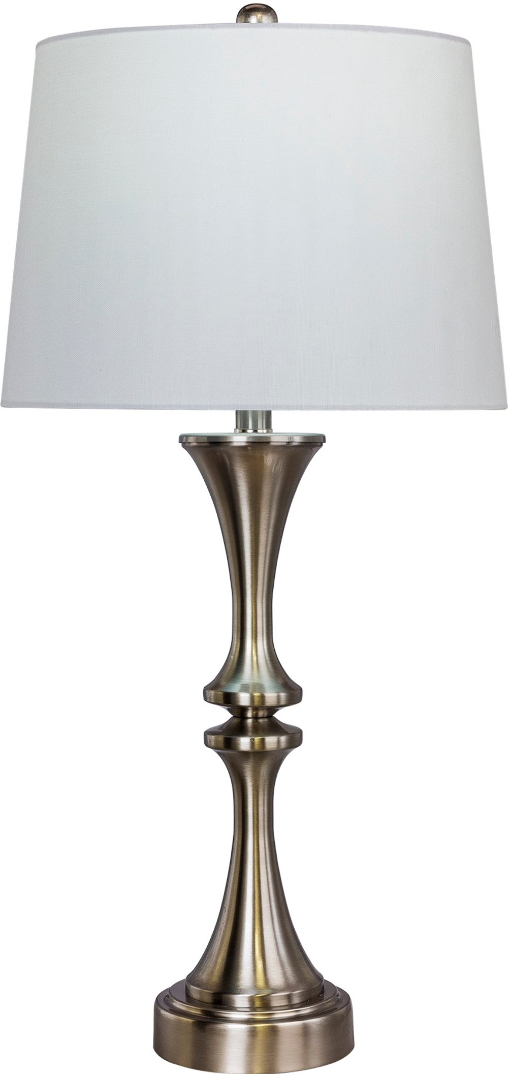 Brushed Steel Metal Table Lamp with USB Port