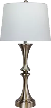 Brushed Steel Metal Table Lamp with USB Port
