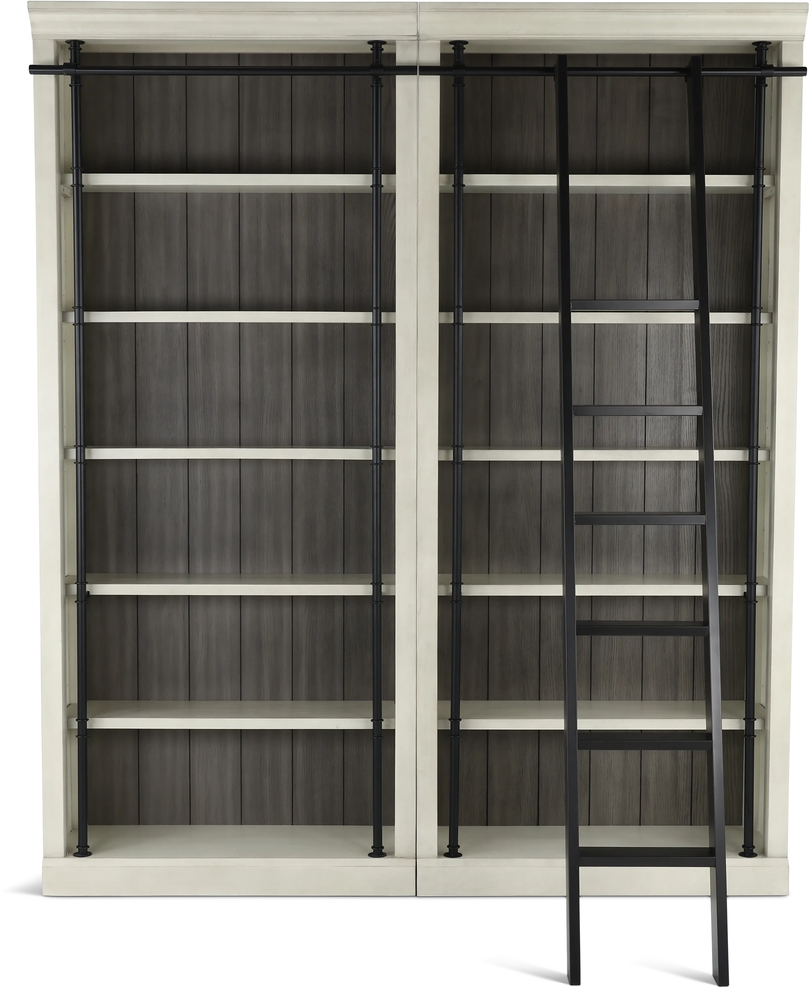 Toulouse Country Chic White Bookcase and Ladder Set-4