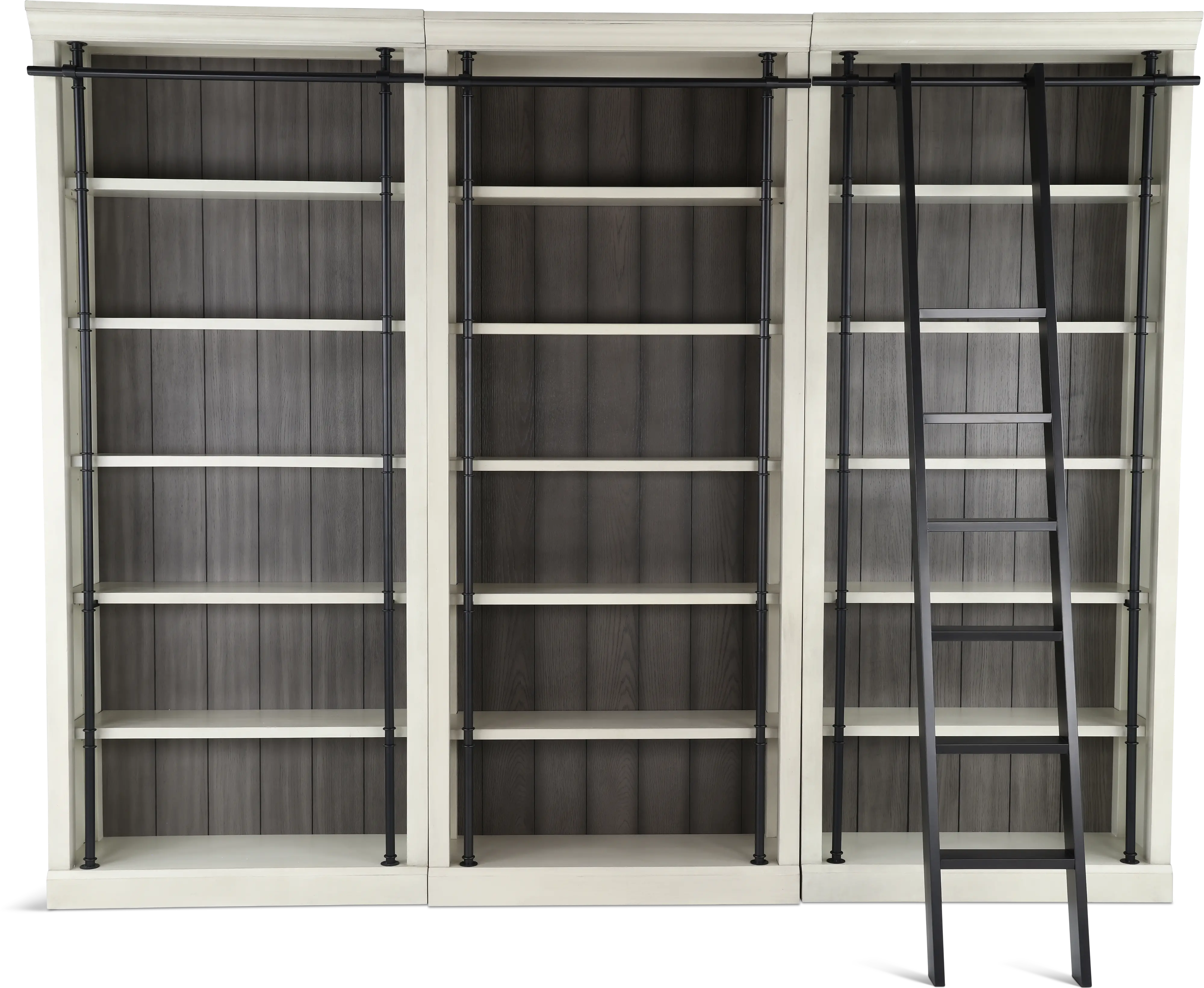 Toulouse White 4 Piece Bookcase with Metal Ladder-4