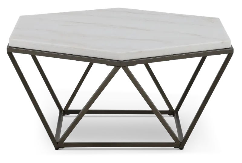 Corvus Brown and White Marble Coffee Table