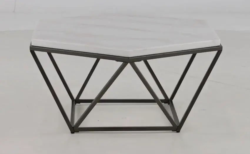 Corvus Brown and White Marble Coffee Table-6
