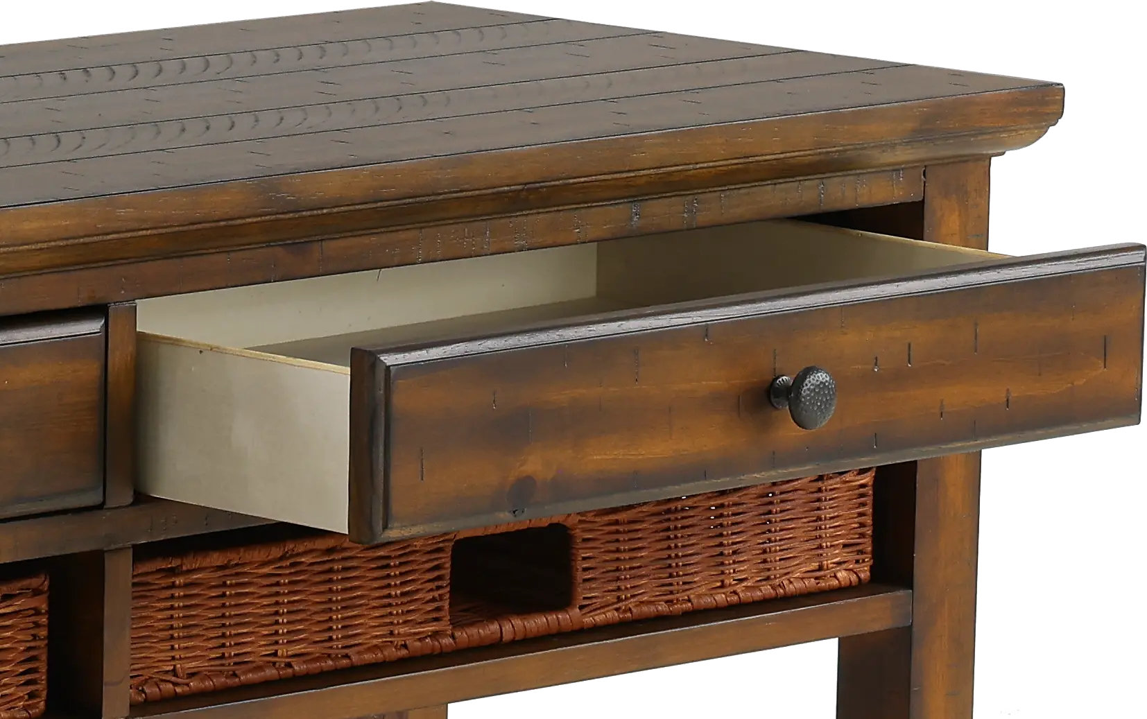 Cottage Lane Coffee Brown Modern Farmhouse Sofa Table-5
