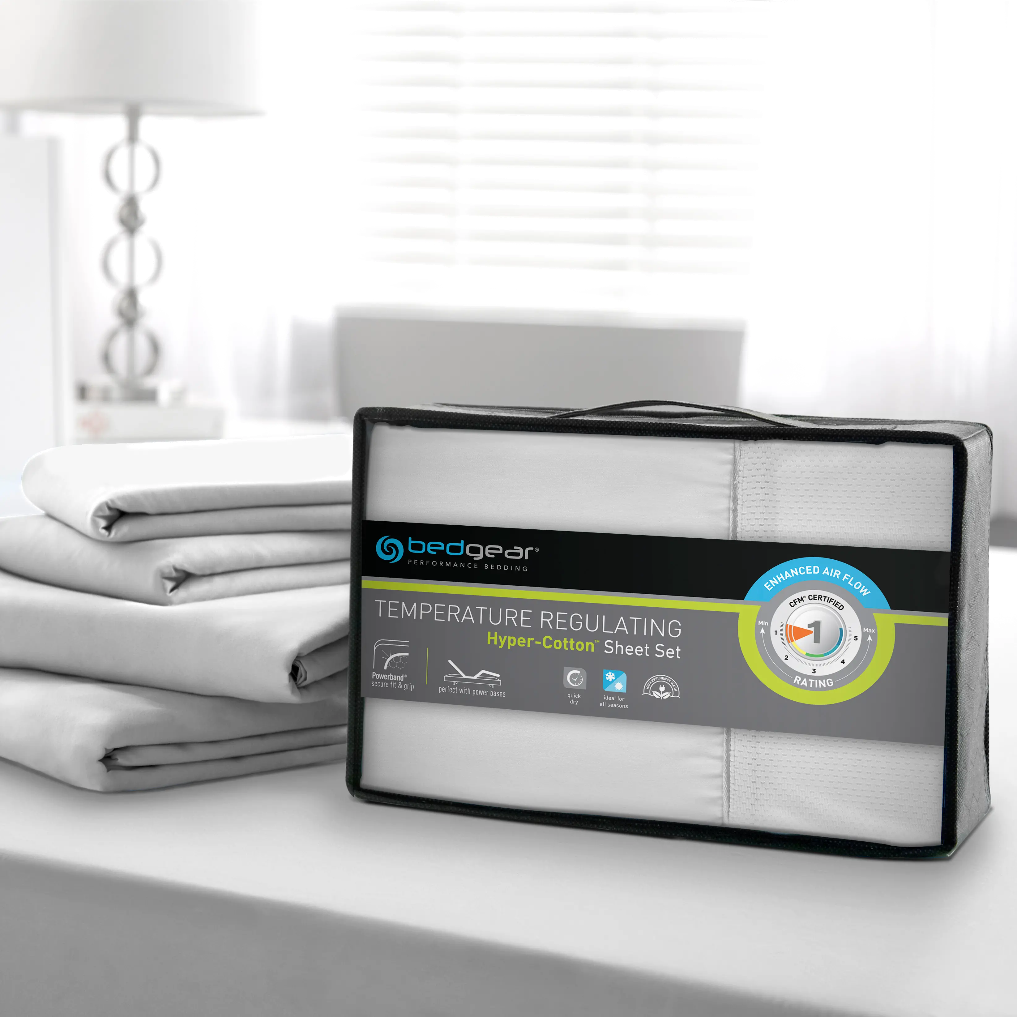 BGS199303 BedGear White Hyper Cotton Full Bed Sheets-5