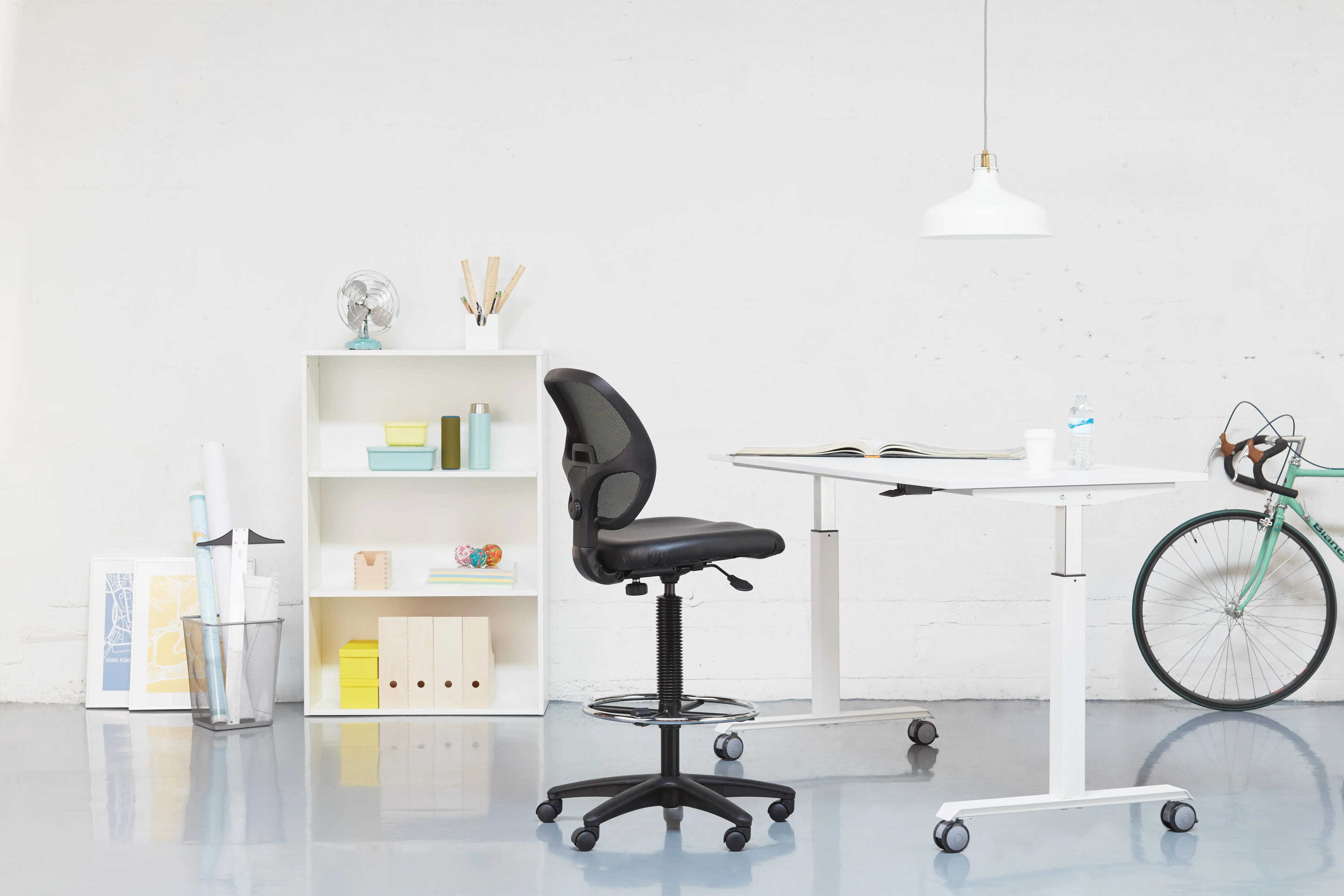 Deluxe Black Mesh Back Drafting Chair-2