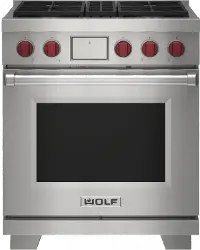 DF30450/S/P Wolf 5.1 Cu Ft Dual Fuel 4-Burner Range - Stainless Steel 30 Inch