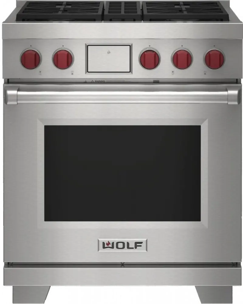 Wolf 5.1 Cu Ft Dual Fuel 4-Burner Range - Stainless Steel 30 Inch