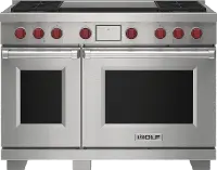 DF48450DG/S/P Wolf 7.8 cu ft Dual-Fuel Range with Double Oven - Stainless Steel 48 Inch