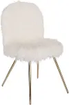Julia White and Gold Fur Accent Chair