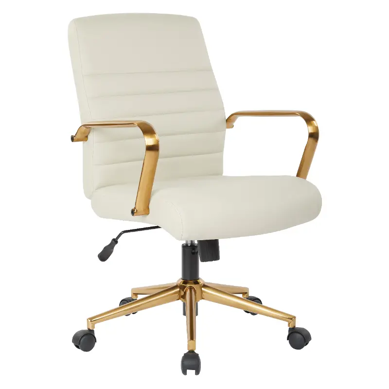 FL Series Cream Faux Leather and Gold Office Chair