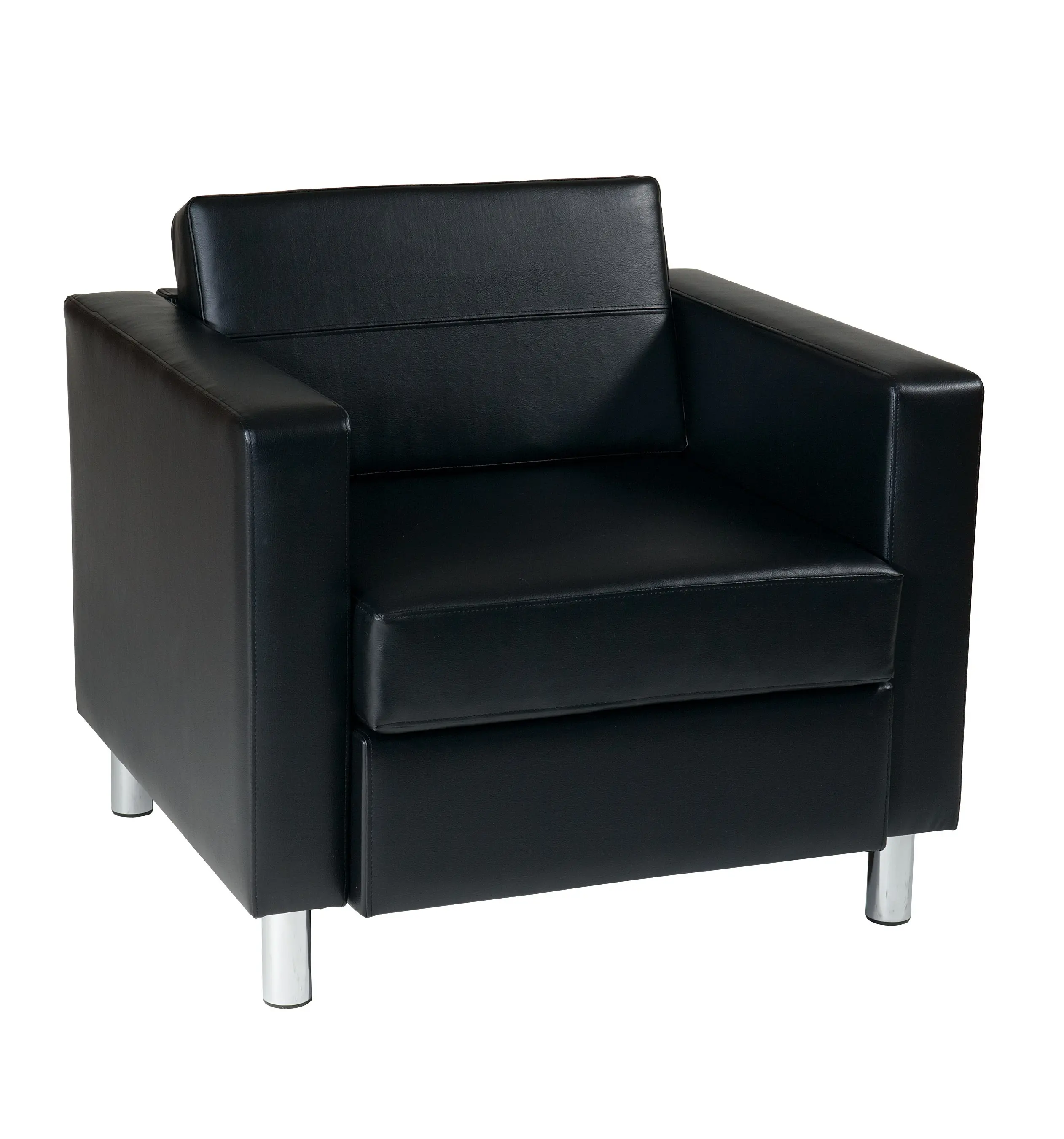 Pacific Black Faux Leather Armchair-1