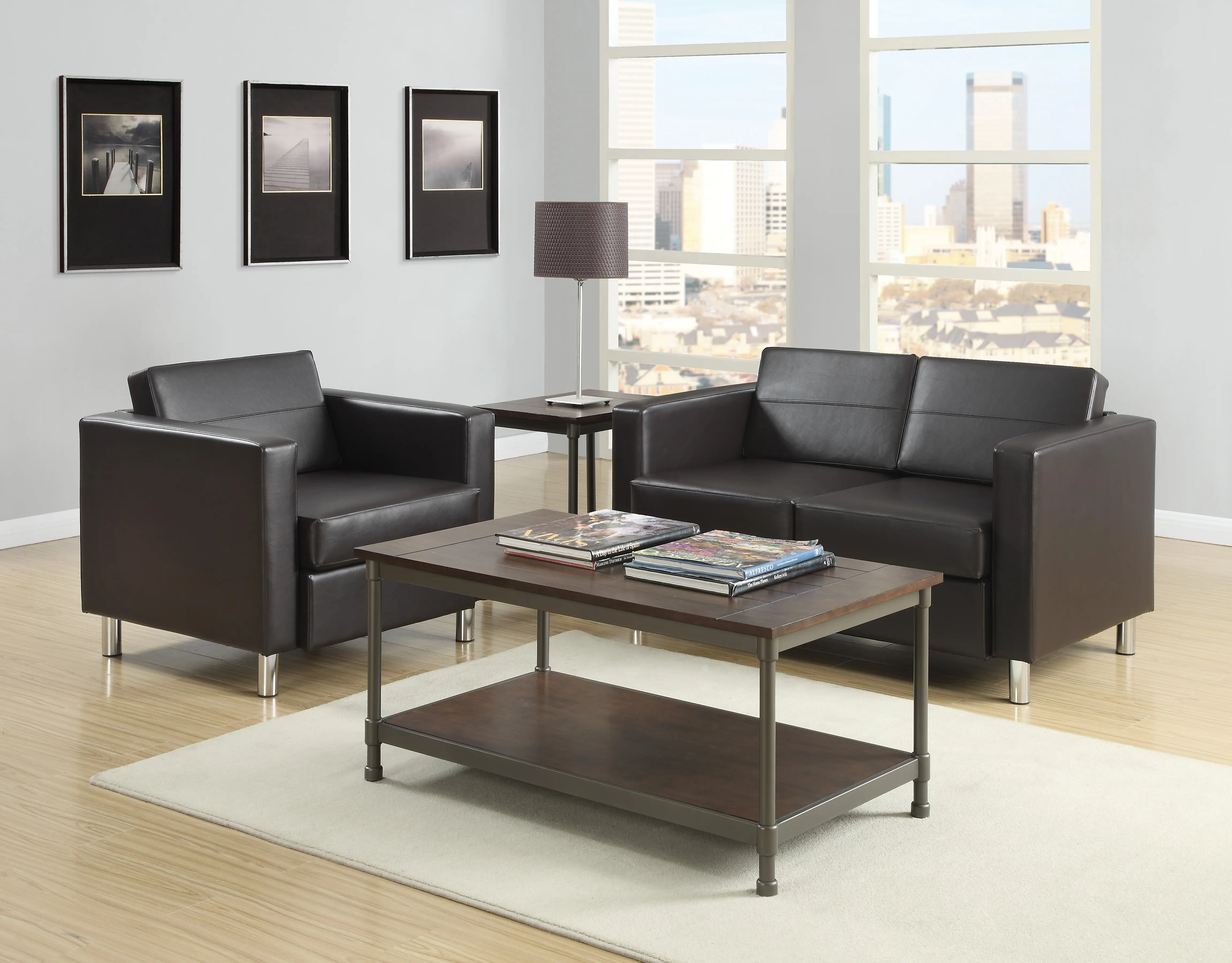 Pacific Black Faux Leather Armchair-2