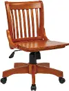 Wood Bankers Chairs Brown Oak Armless Desk Chair