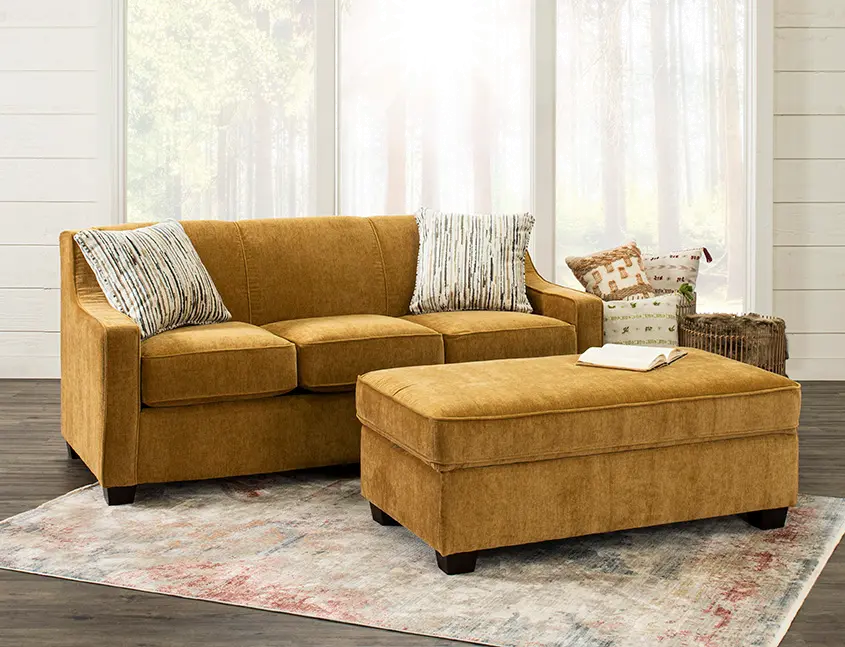 Marinette Yellow Convertible Full Sleeper Sofa-5