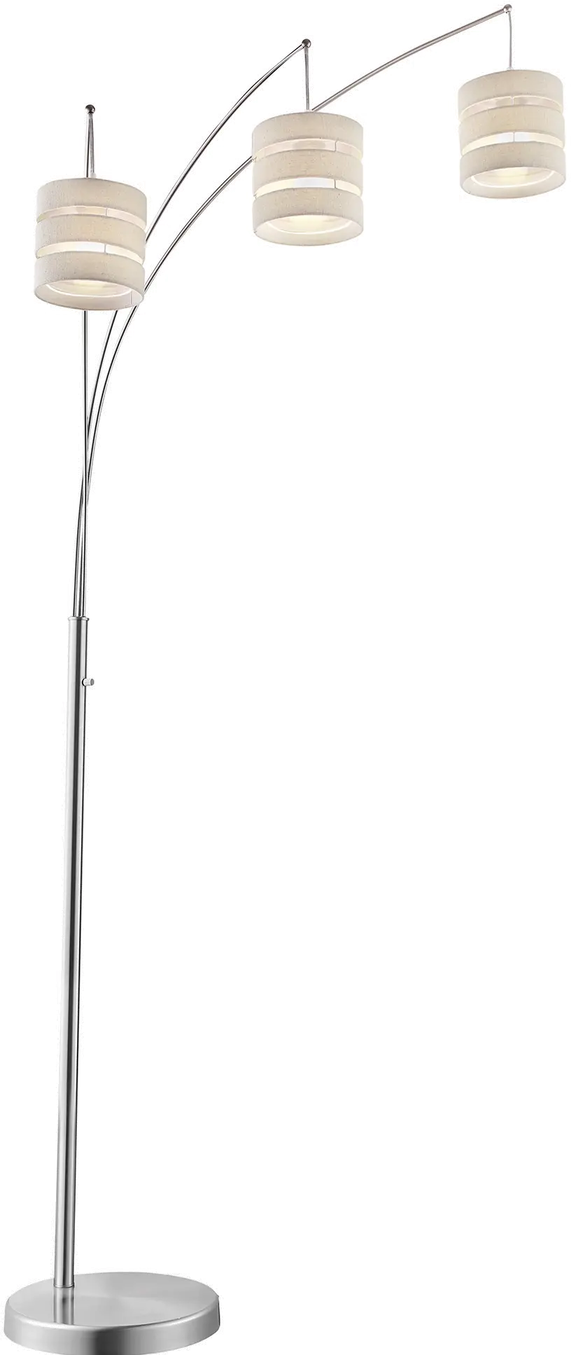 Brushed Nickel 3 Light Arch Floor Lamp - Falon-1
