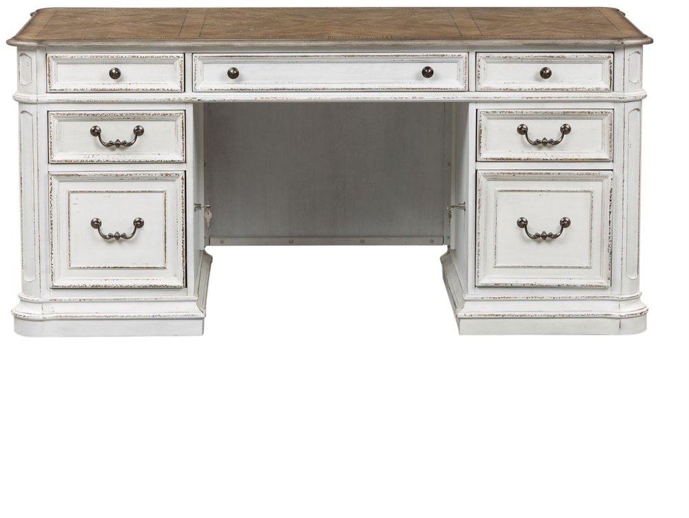 Magnolia Manor Antique White Jr. Executive Desk