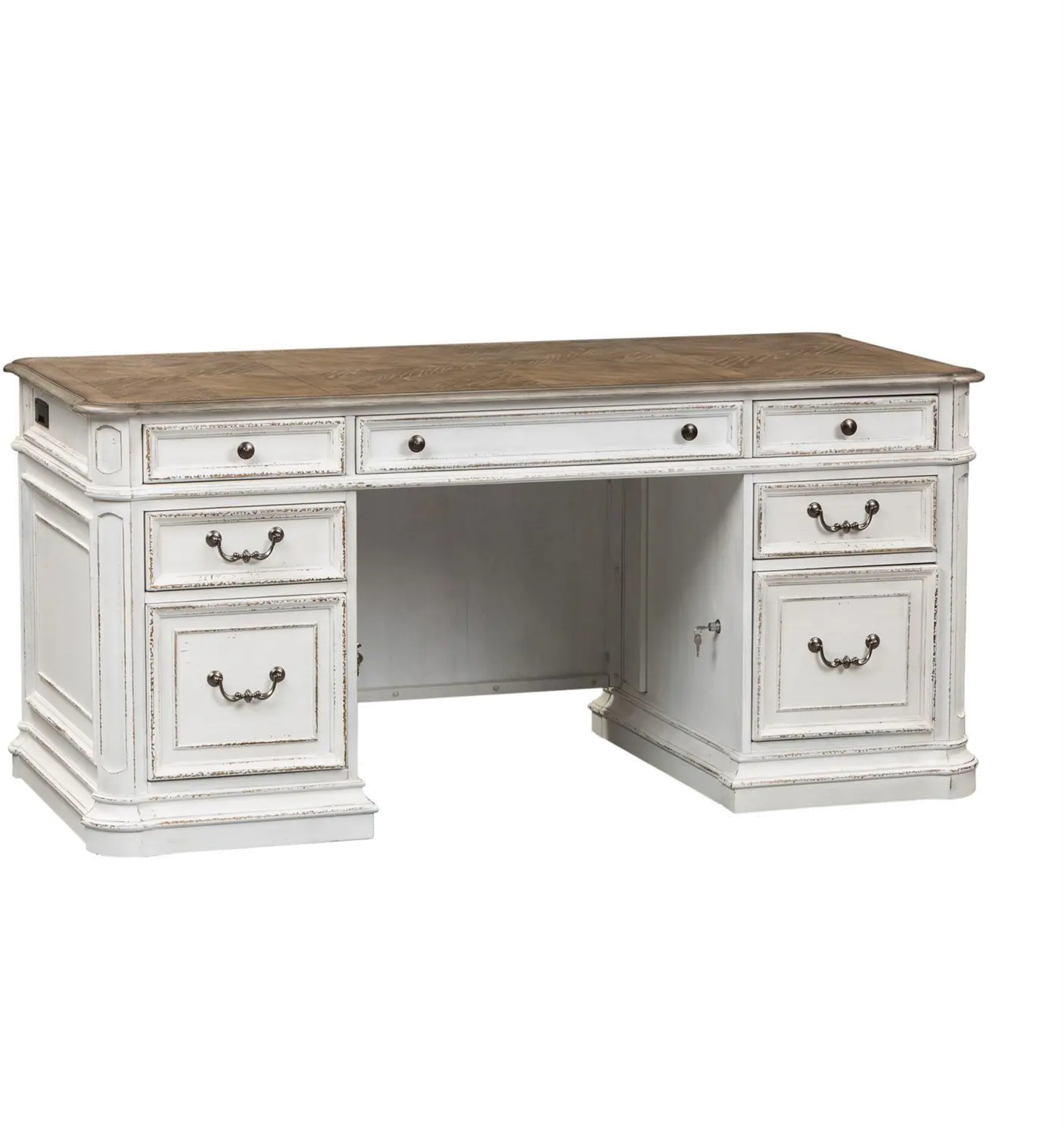 244/KIT/JREXECDSK Magnolia Manor Antique White Jr. Executive Desk-3